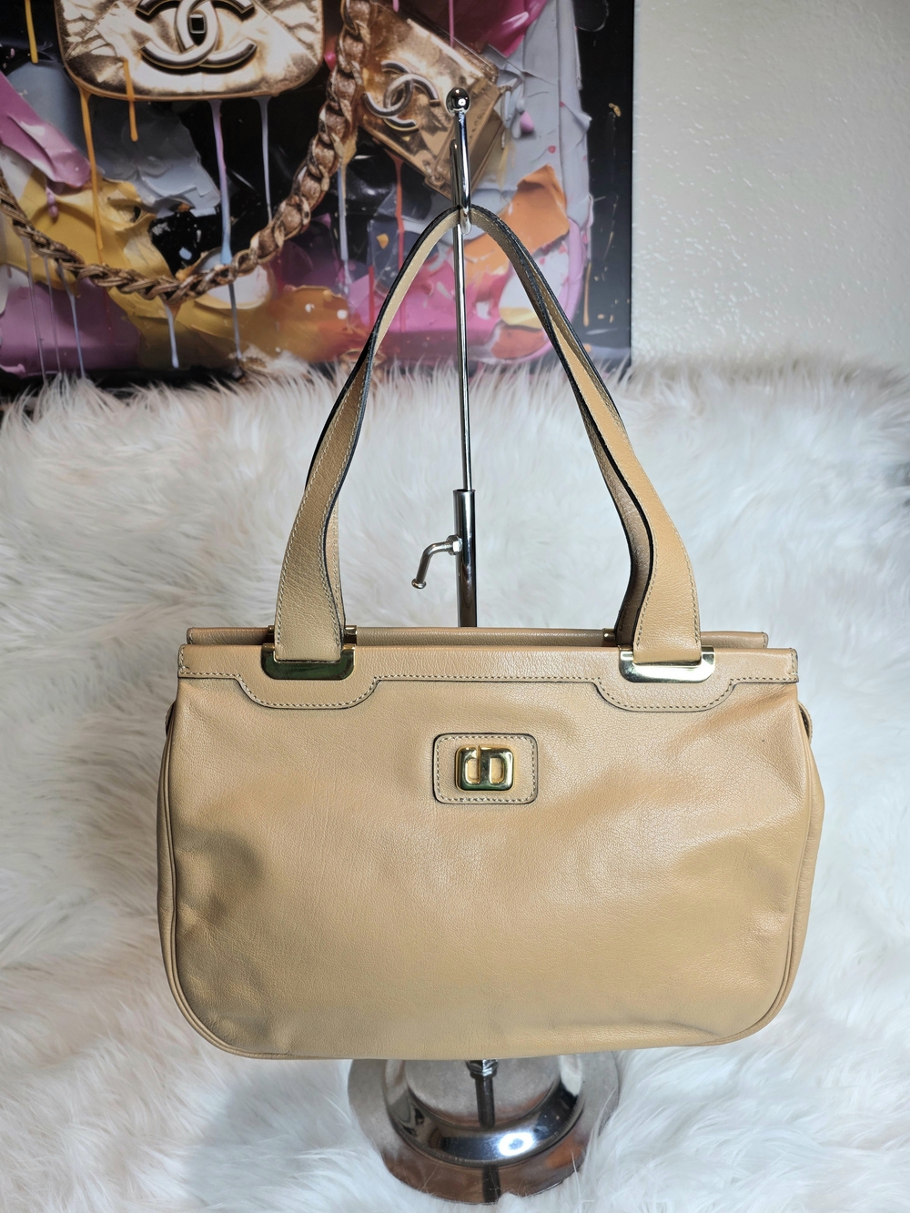 Christian Dior Vintage Tan Leather Handbag Gold Tone Hardware with COA & Dustbag - Picture 1 of 17